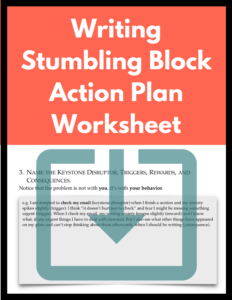 Personal Writing Stumbling Block Action Plan Downloadable Worksheet